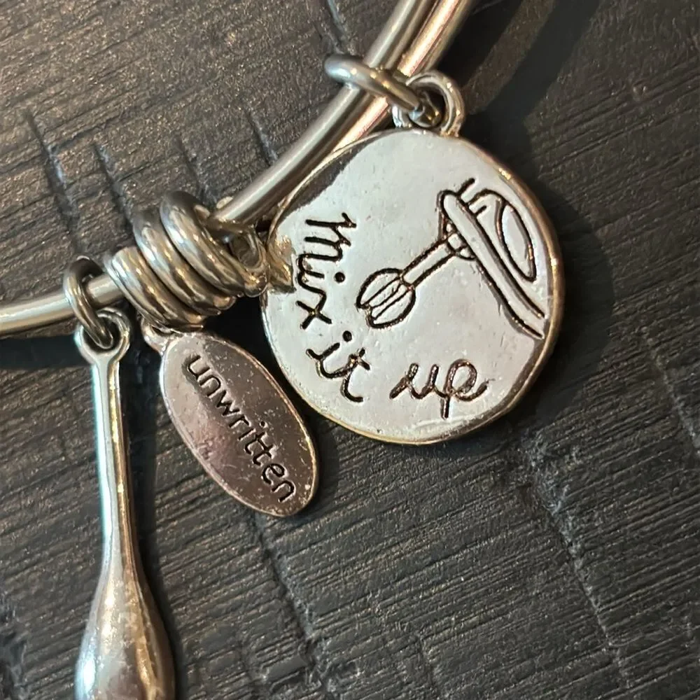 Unwritten Chef Baker Bangle Turquoise Charm Spoon Bracelet Adjustable